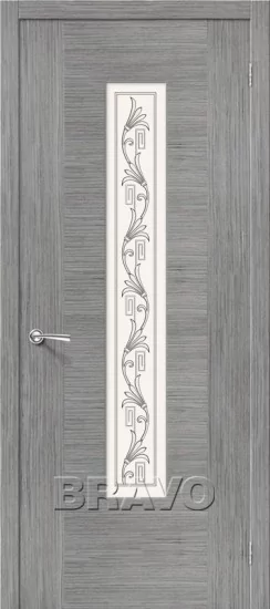Межкомнатная шпонированная дверь Рондо со стеклом серый дуб