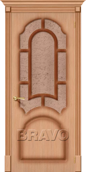 Межкомнатная шпонированная дверь Соната со стеклом дуб файн-лайн