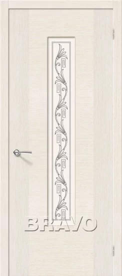Межкомнатная шпонированная дверь Рондо со стеклом беленый дуб