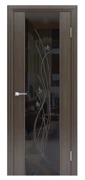 Межкомнатная дверь Стиль 4 с рисунком Ветер, со стеклом, Эко венге