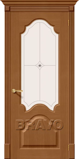 Межкомнатная шпонированная дверь Афина со стеклом орех файн-лайн