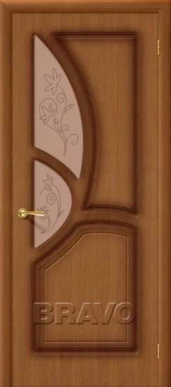 Межкомнатная шпонированная дверь Греция со стеклом орех файн-лайн