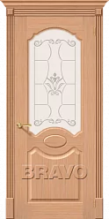 Межкомнатная шпонированная дверь Селена со стеклом дуб файн-лайн