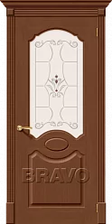 Межкомнатная шпонированная дверь Селена со стеклом орех