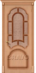 Межкомнатная шпонированная дверь Соната со стеклом дуб файн-лайн