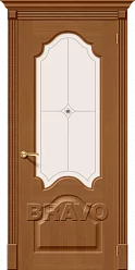 Межкомнатная шпонированная дверь Афина со стеклом орех файн-лайн